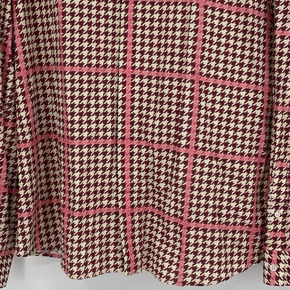 Twisted Tailor Men’s Xl Pink Houndstooth Check Ribery Button Up Slim Shirt Nwt — image 7 of 8
